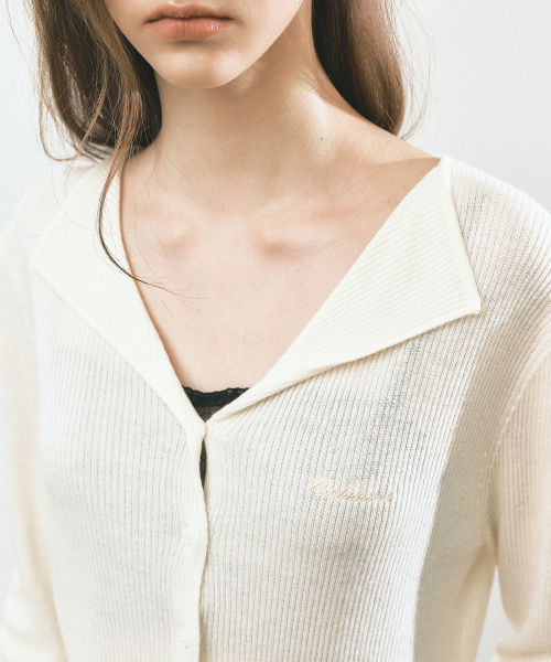 OPEN COLLAR KNIT CARDIGAN_IVORY
