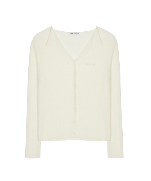 OPEN COLLAR KNIT CARDIGAN_IVORY