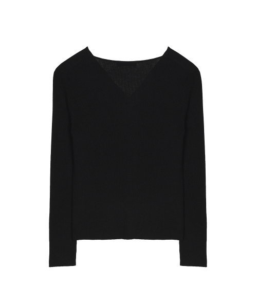 OPEN COLLAR KNIT CARDIGAN_BLACK