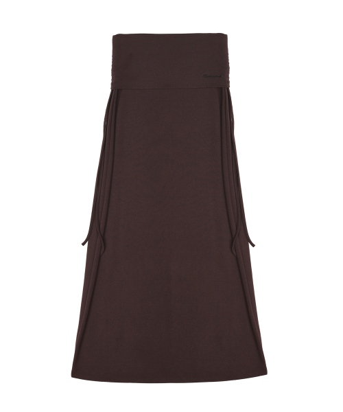 FOLD OVER LONG SKIRT_BROWN