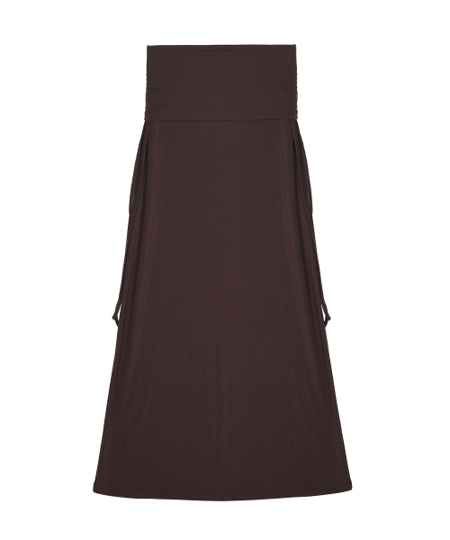FOLD OVER LONG SKIRT_BROWN