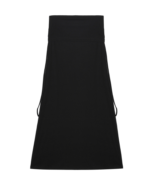FOLD OVER LONG SKIRT_BLACK