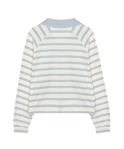 STRIPE HALF ZIP-UP SWEATSHIRT_IVORY