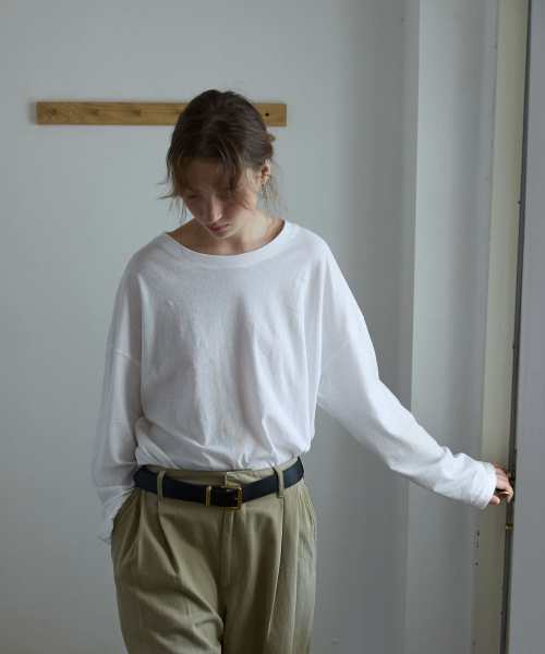 Boat Neck Loose Tee White