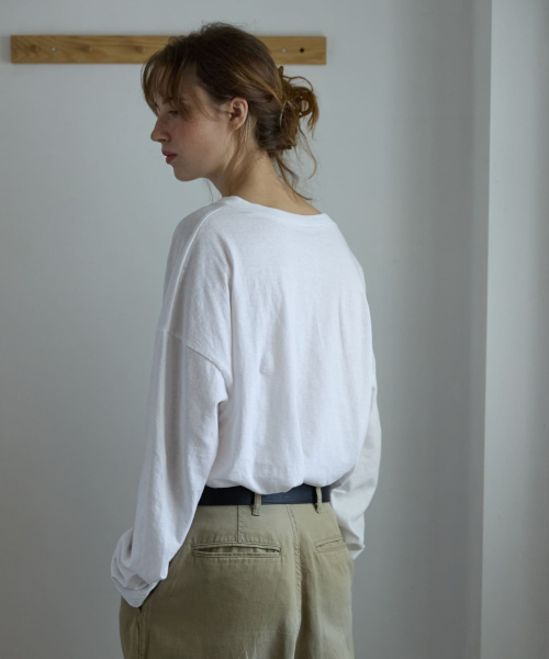 Boat Neck Loose Tee White