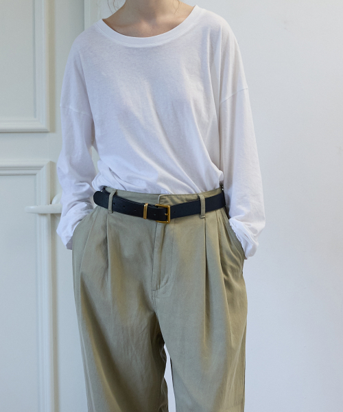 Pleated Wide Slacks Khaki