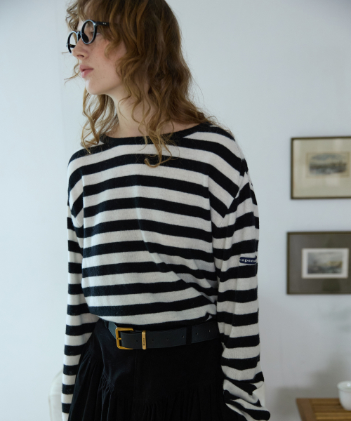 Convertible Stripe Knit BlackWhite