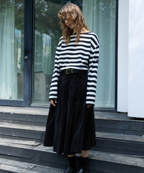 Convertible Stripe Knit BlackWhite