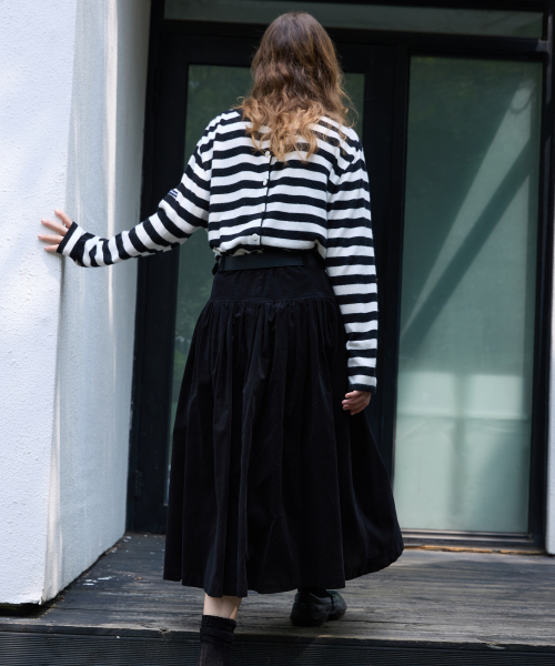 Convertible Stripe Knit BlackWhite