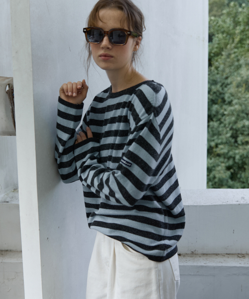 Convertible Stripe Knit GrayBlack