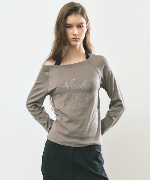 NICOLE BUTTERFLY RAGLAN TOP_BROWN