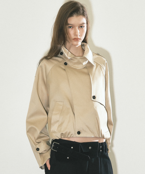 WASHED COTTON TRENCH JACKET_BEIGE