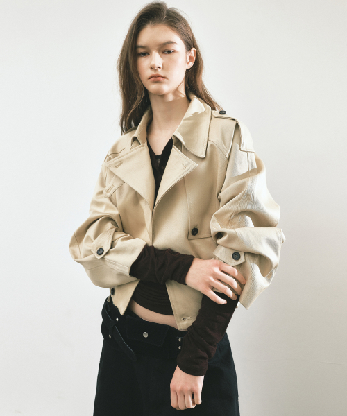 WASHED COTTON TRENCH JACKET_BEIGE