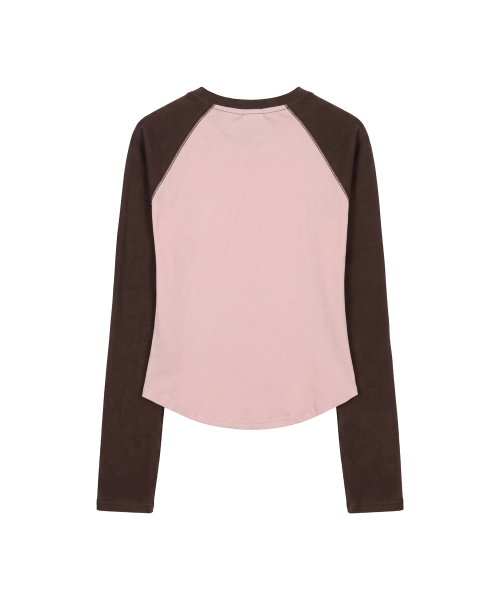 메이비스 나그랑 티_핑크 & 브라운 Mavis Raglan Tee_ Pink & Brown
