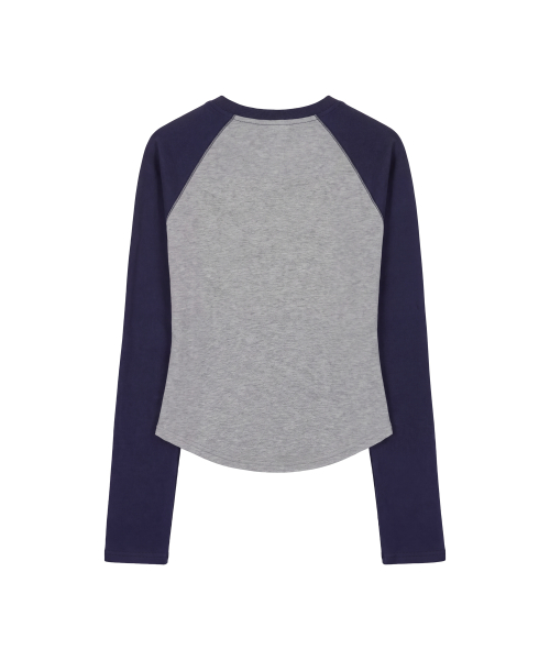 메이비스 나그랑 티_그레이 & 네이비 Mavis Raglan Tee_ Gray & Navy
