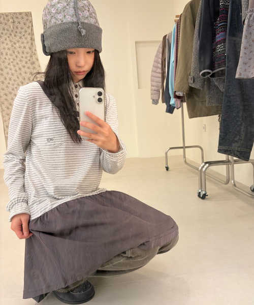 FLEECE NECK WARMER BEANIE [KHAKI]