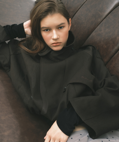 WASHED COTTON TRENCH JACKET_BROWN