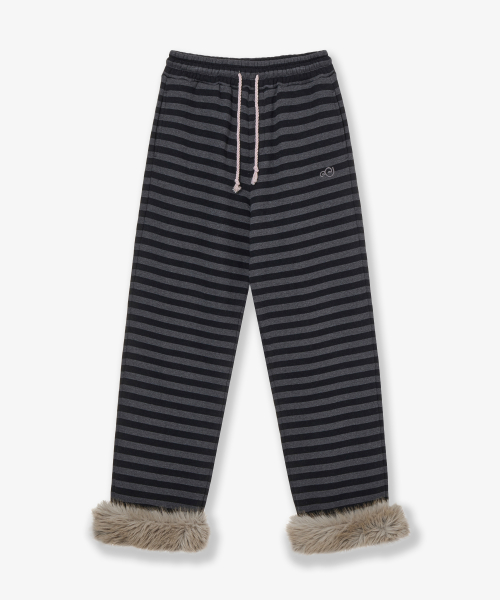 STRIPE FUR SWEATPANTS [CHARCOAL]