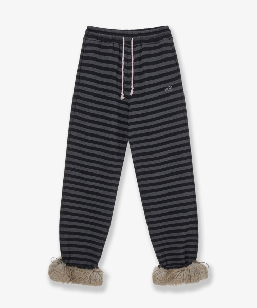 STRIPE FUR SWEATPANTS [CHARCOAL]