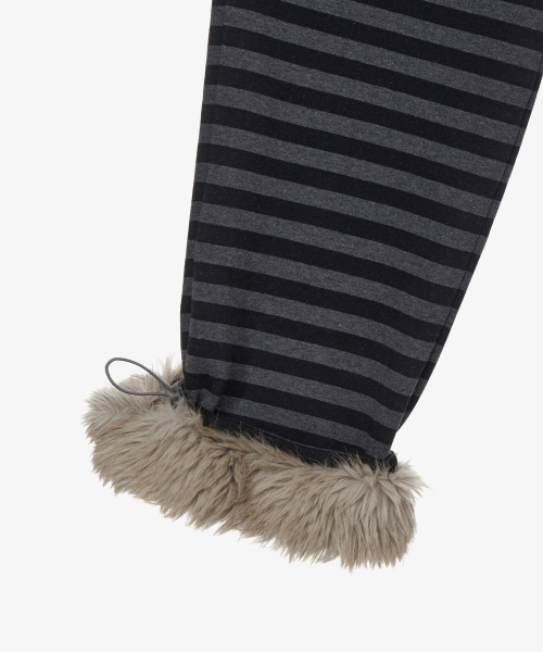 STRIPE FUR SWEATPANTS [CHARCOAL]