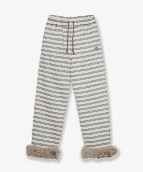 STRIPE FUR SWEATPANTS [GREY]