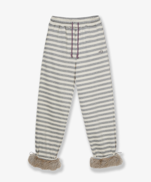 STRIPE FUR SWEATPANTS [GREY]