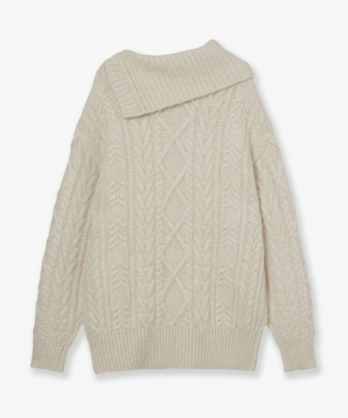 HIGH NECK CABLE KNIT [IVORY]