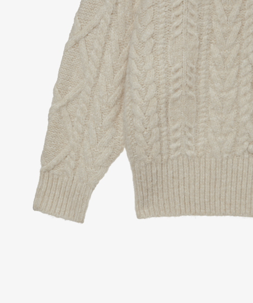 HIGH NECK CABLE KNIT [IVORY]