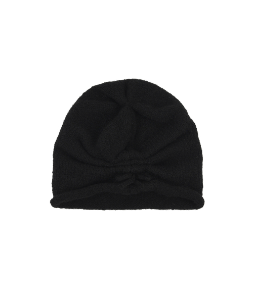 NICOLE LABEL ROLL UP BEANIE_BLACK
