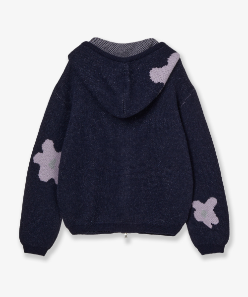 DAISY KNIT HOODIE [NAVY]