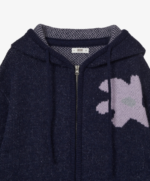 DAISY KNIT HOODIE [NAVY]
