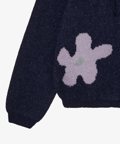 DAISY KNIT HOODIE [NAVY]