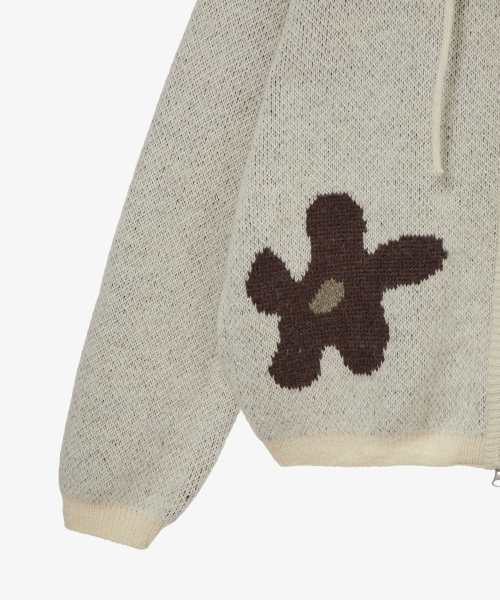DAISY KNIT HOODIE [BEIGE]