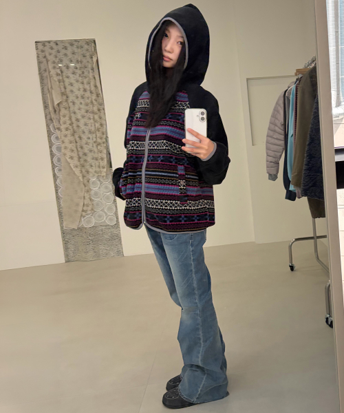SOFT FLEECE ZIP UP HOODIE [NAVY]