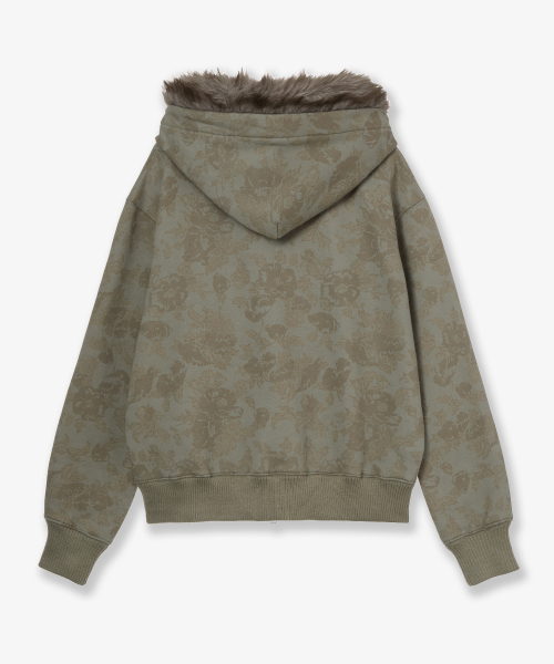 WEB LOGO FUR HOOD ZIP UP [KHAKI]