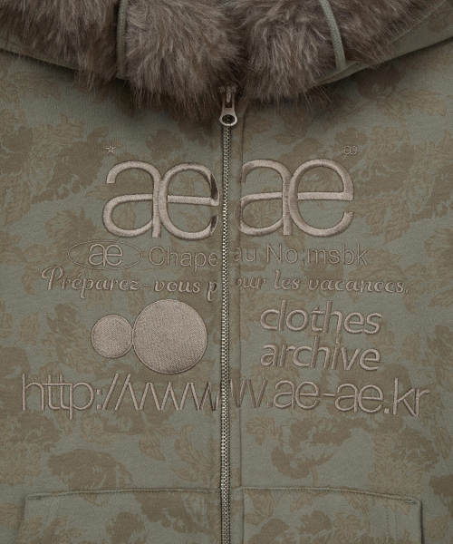 WEB LOGO FUR HOOD ZIP UP [KHAKI]