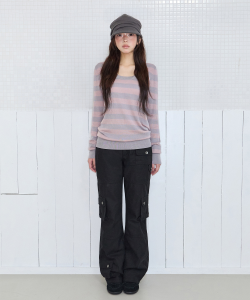 MELT STRIPE KNIT PINK GREY