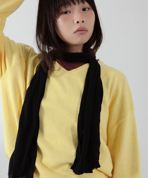 soft tencel long scarf - black