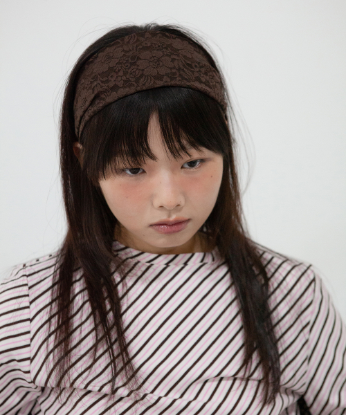 flower lace hair band - brown