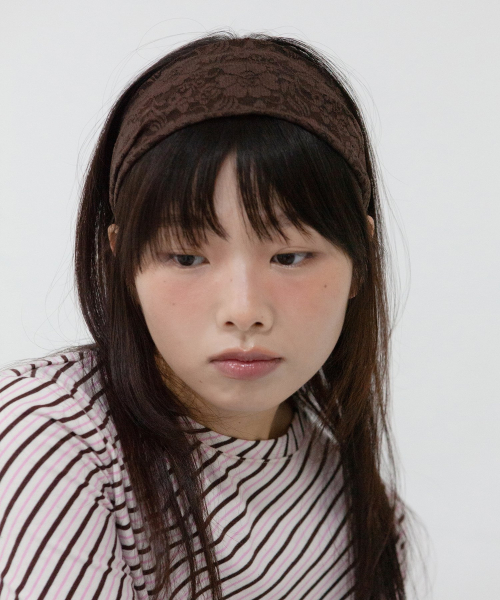 flower lace hair band - brown