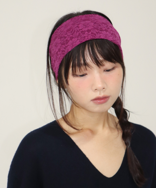 flower lace hair band - magenta