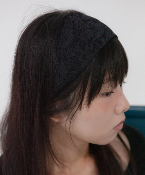 flower lace hair band - black