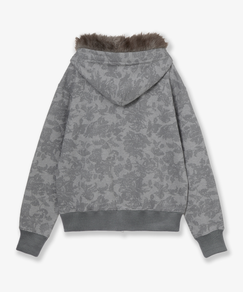WEB LOGO FUR HOOD ZIP UP [GREY]