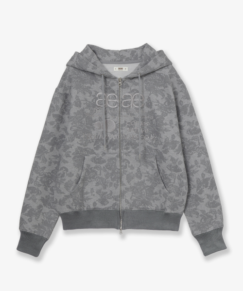 WEB LOGO FUR HOOD ZIP UP [GREY]