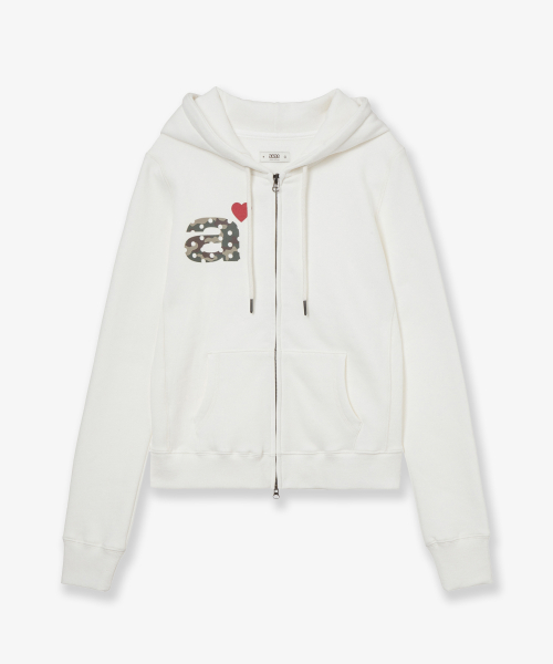 FUR DOT SMALL LETTER HOOD ZIP UP [IVORY]