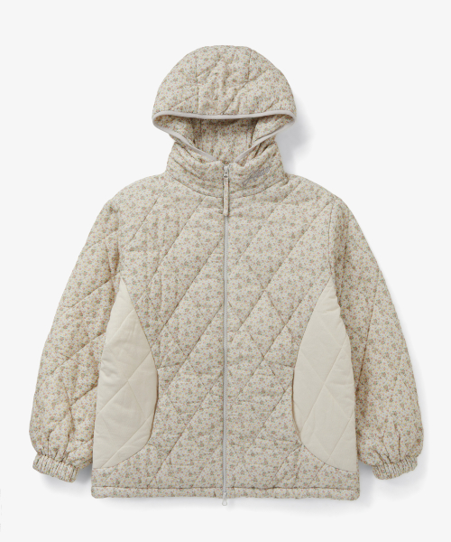 FLOWER QUILTED JACKET [LIGHT GREY]