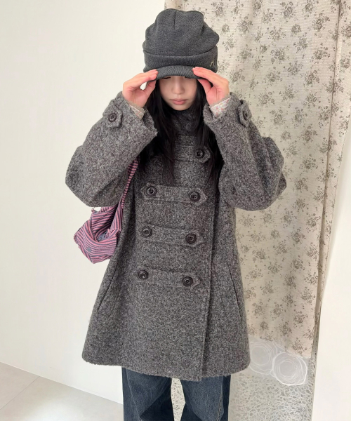 BIG BUTTON HALF COAT [CHARCOAL]