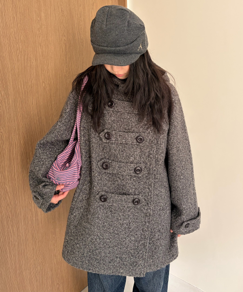 BIG BUTTON HALF COAT [CHARCOAL]
