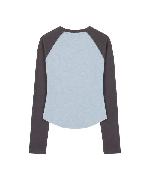 메이비스 나그랑 티_스카이블루 & 챠콜 Mavis Raglan Tee_Sky Blue & Charcoal