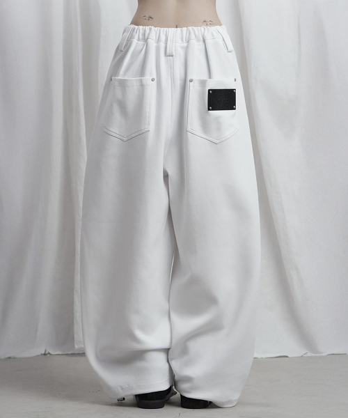 Panel Pocket Wide Training Pants (White)